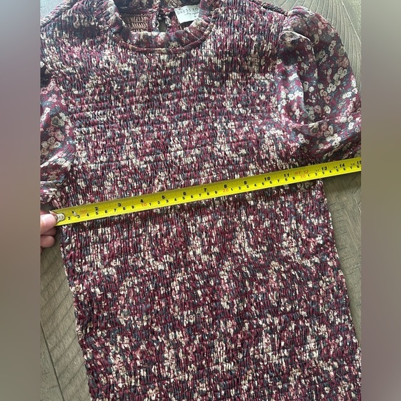 Dress Forum Smocked Ruffle Floral Mini Dress Long Sleeve Puff Sleeves Medium​​ - Picture 10 of 12